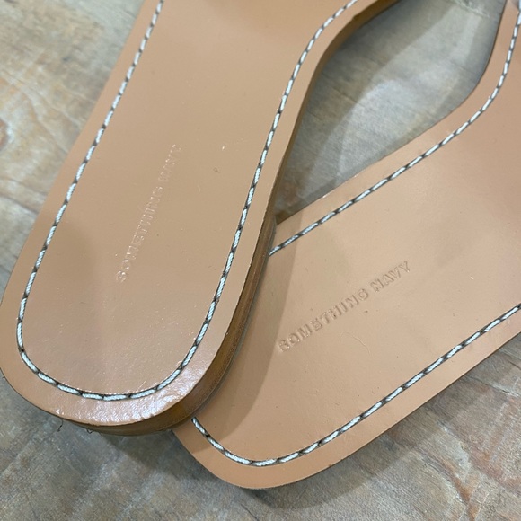 Something Navy Cici Bow nautical blue white striped slide on sandals flats shoes - Picture 13 of 13